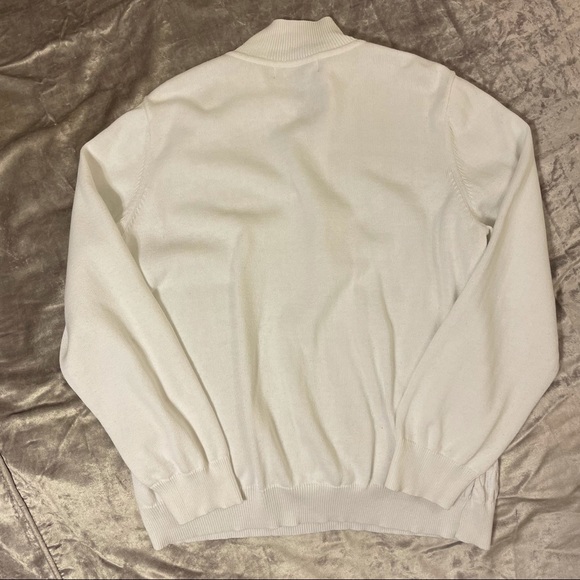 White Collared Sweater with Gold Zipper - Picture 3 of 3